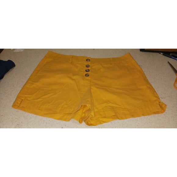 Loft Button Fly Cotton Mustard Shorts Size 10 - Picture 1 of 3